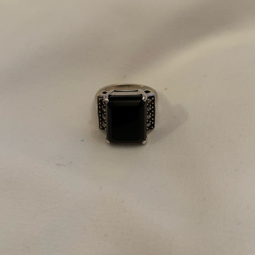 Judith Jack Onyx and Marcasite Ring